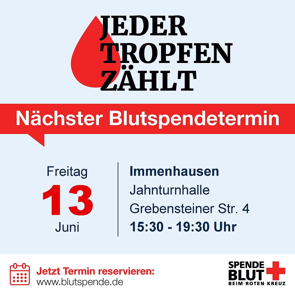 Blutspende in Immenhausen am 13. Juni